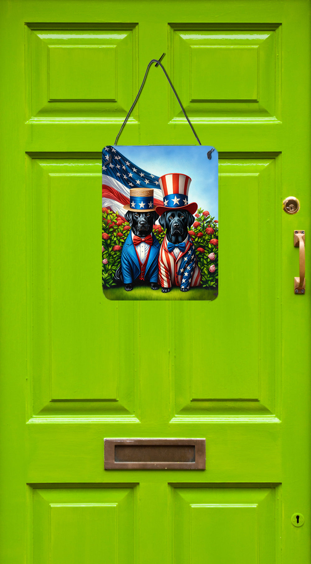 All American Labrador Retriever Wall or Door Hanging Prints Aluminum Metal Sign Kitchen Wall Bar Bathroom Plaque Home Decor Front Door Plaque, 12x16, Multicolor
