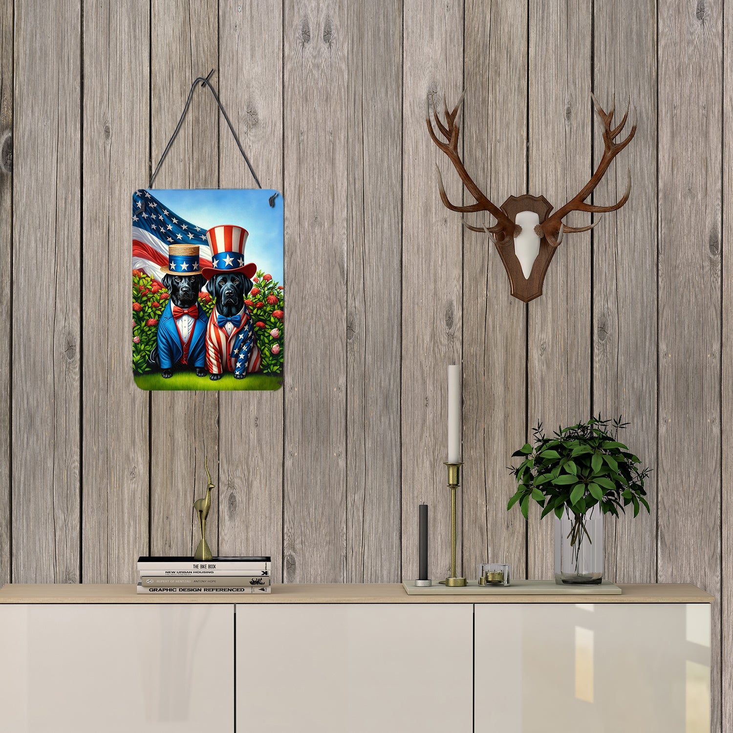 All American Labrador Retriever Wall or Door Hanging Prints Aluminum Metal Sign Kitchen Wall Bar Bathroom Plaque Home Decor Front Door Plaque, 12x16, Multicolor