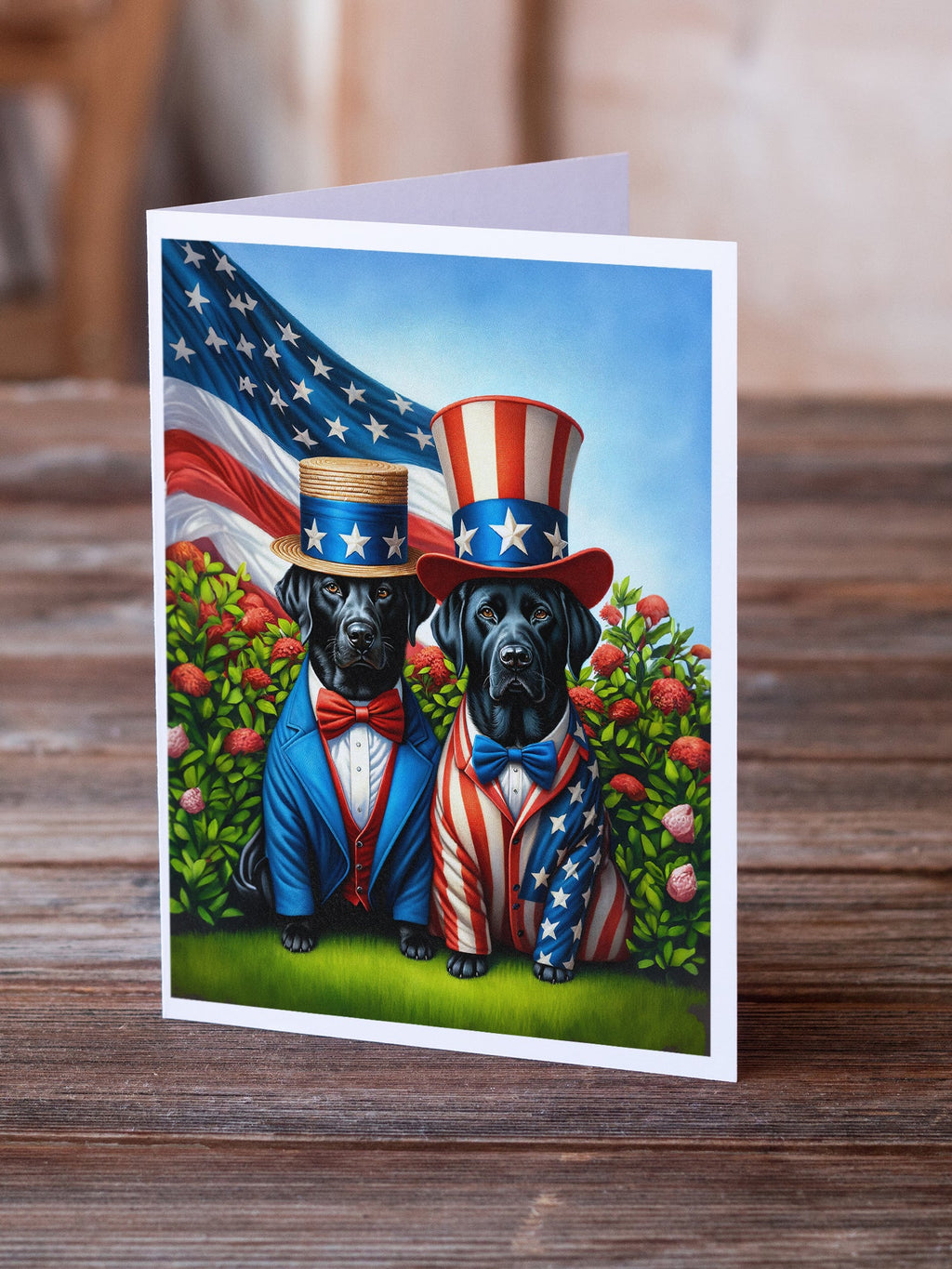 All American Labrador Retriever Greeting Cards Pack of 8 Blank Cards with Envelopes Whimsical A7 Size 5x7