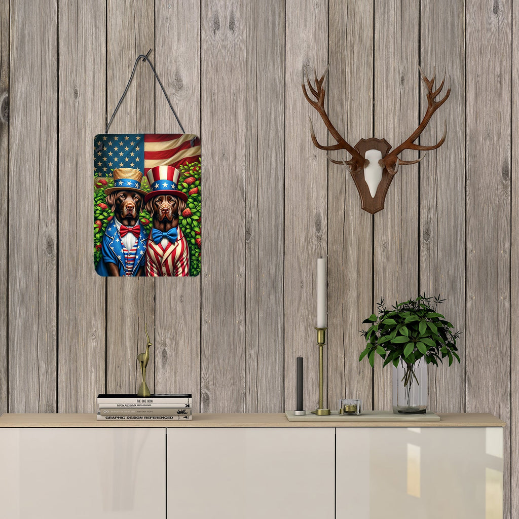 All American Labrador Retriever Wall or Door Hanging Prints Aluminum Metal Sign Kitchen Wall Bar Bathroom Plaque Home Decor Front Door Plaque, 12x16, Multicolor
