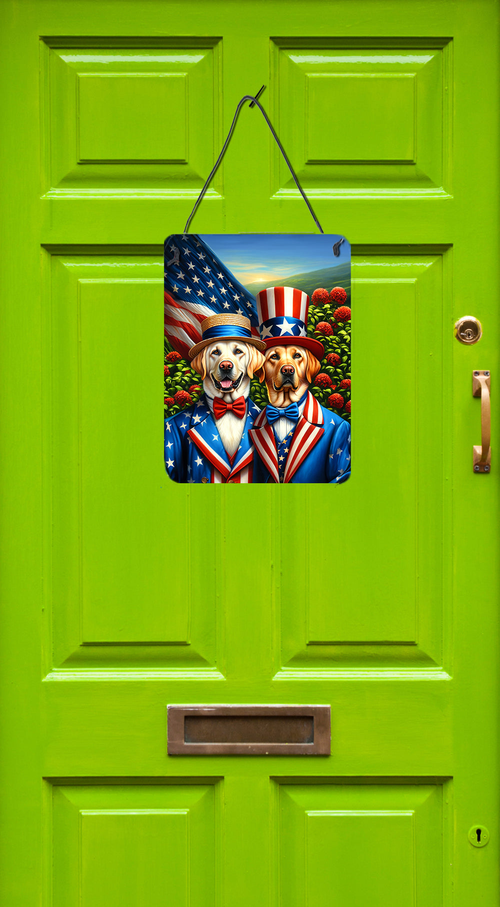 All American Labrador Retriever Wall or Door Hanging Prints Aluminum Metal Sign Kitchen Wall Bar Bathroom Plaque Home Decor Front Door Plaque, 12x16, Multicolor