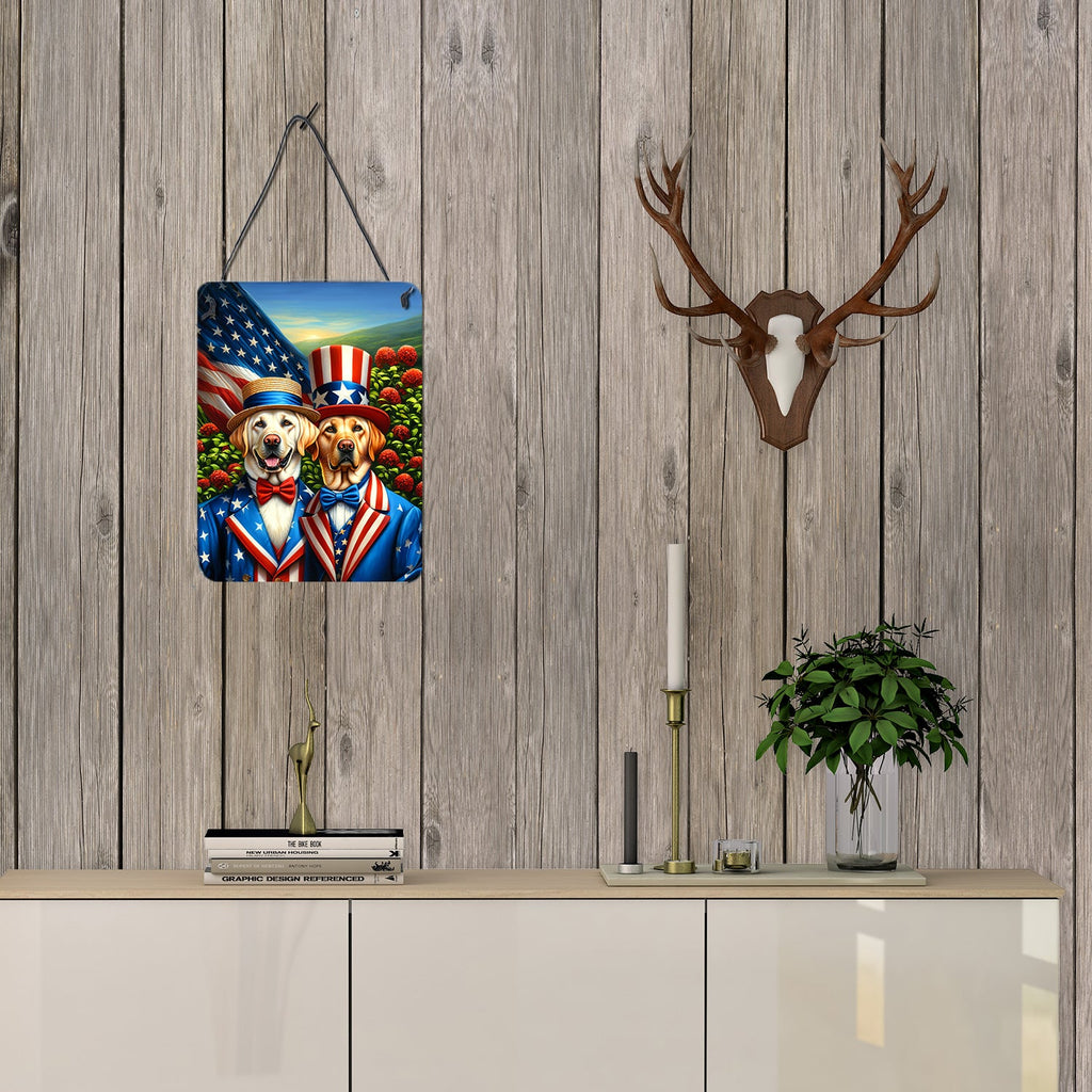 All American Labrador Retriever Wall or Door Hanging Prints Aluminum Metal Sign Kitchen Wall Bar Bathroom Plaque Home Decor Front Door Plaque, 12x16, Multicolor