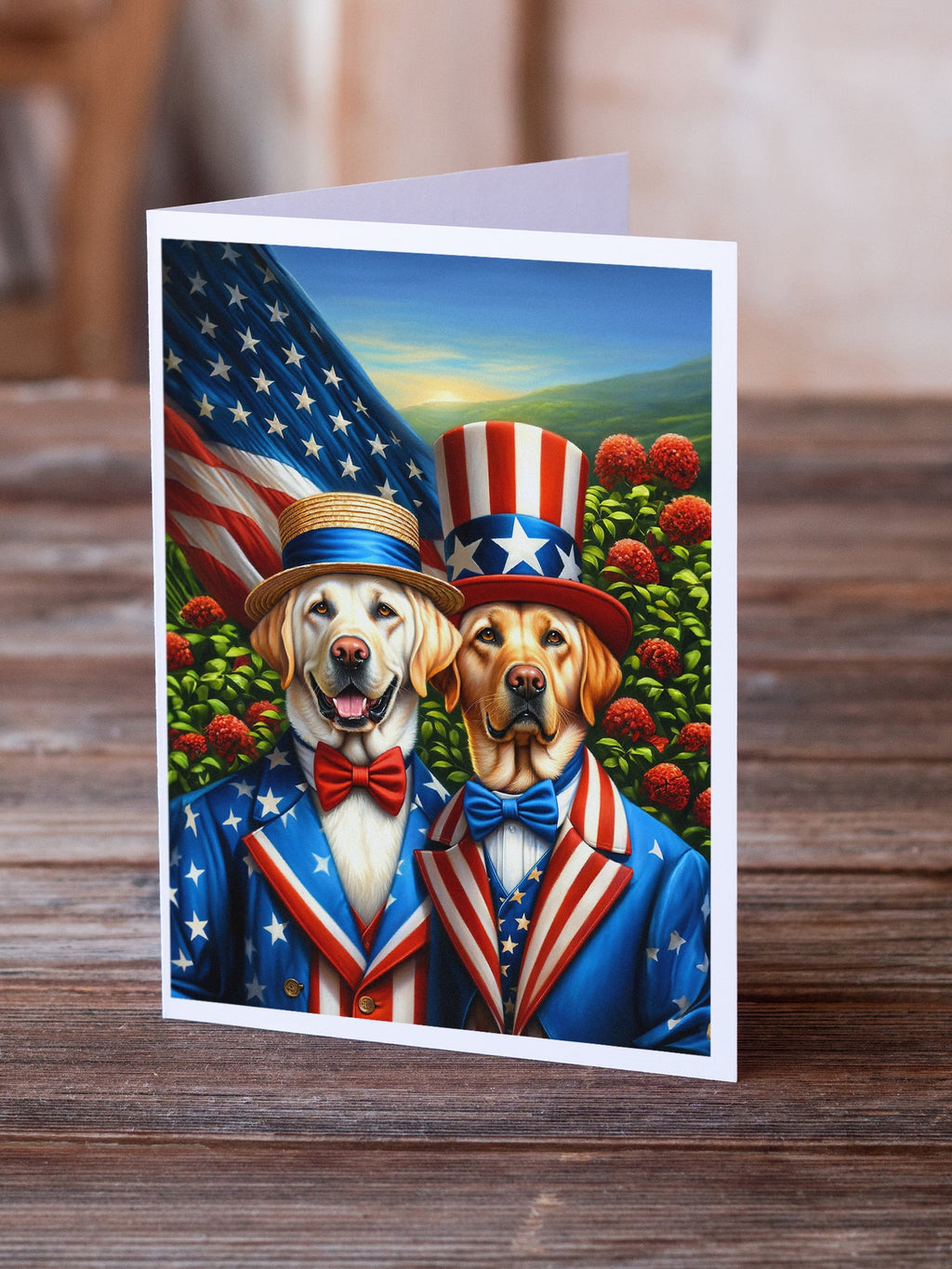 All American Labrador Retriever Greeting Cards Pack of 8 Blank Cards with Envelopes Whimsical A7 Size 5x7