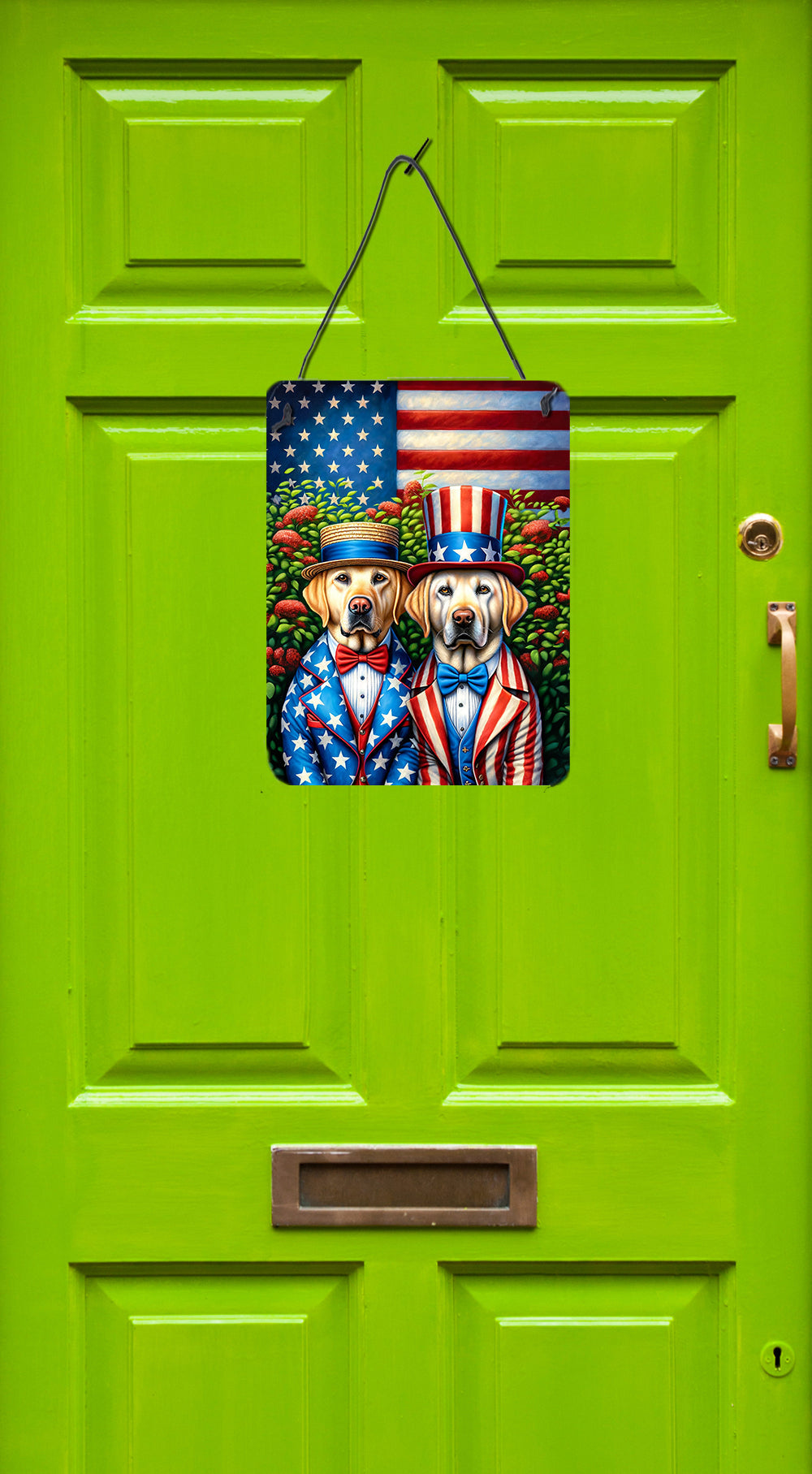 All American Labrador Retriever Wall or Door Hanging Prints Aluminum Metal Sign Kitchen Wall Bar Bathroom Plaque Home Decor Front Door Plaque, 12x16, Multicolor
