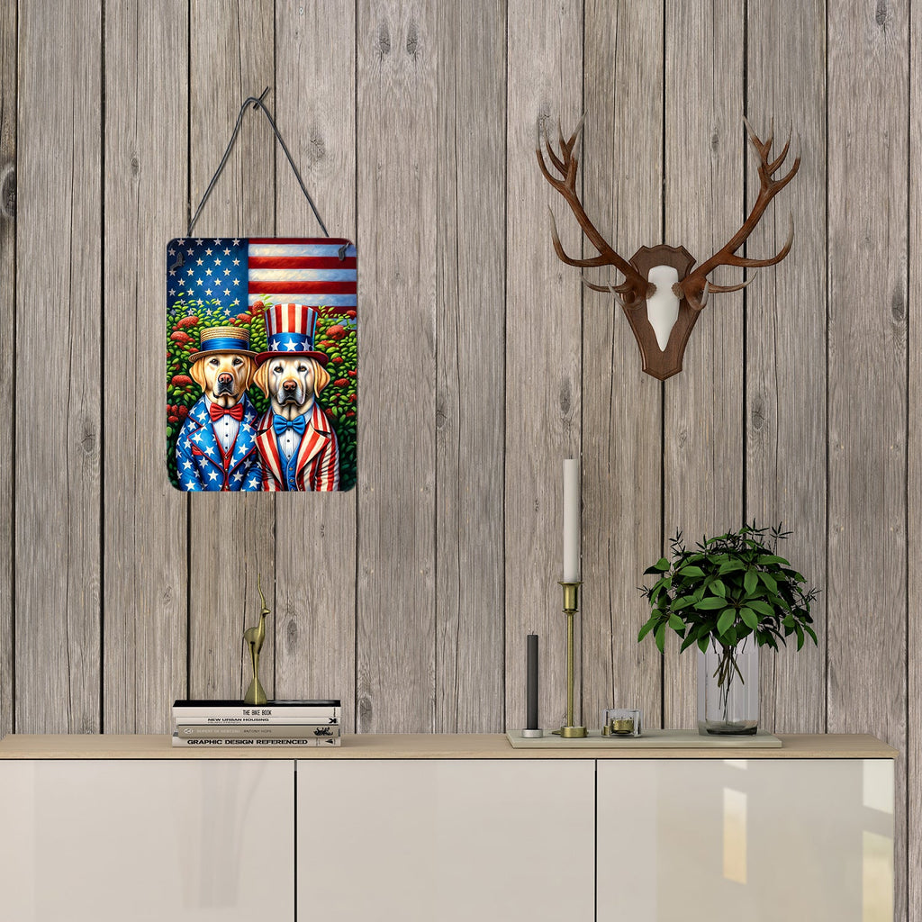 All American Labrador Retriever Wall or Door Hanging Prints Aluminum Metal Sign Kitchen Wall Bar Bathroom Plaque Home Decor Front Door Plaque, 12x16, Multicolor