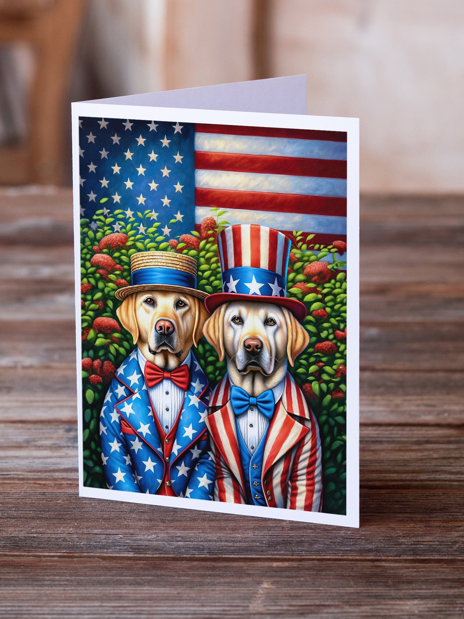 All American Labrador Retriever Greeting Cards Pack of 8 Blank Cards with Envelopes Whimsical A7 Size 5x7