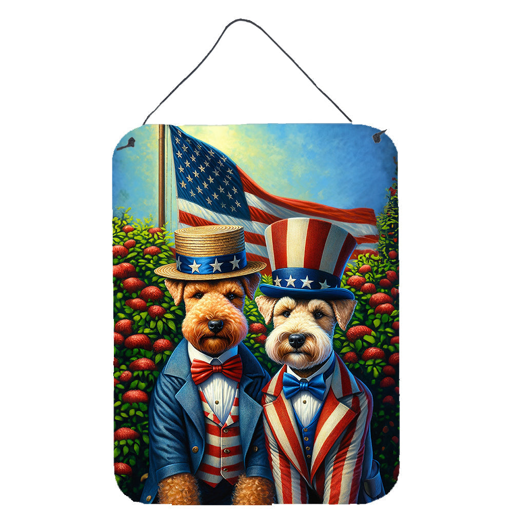 All American Lakeland Terrier Wall or Door Hanging Prints Aluminum Metal Sign Kitchen Wall Bar Bathroom Plaque Home Decor Front Door Plaque, 12x16, Multicolor