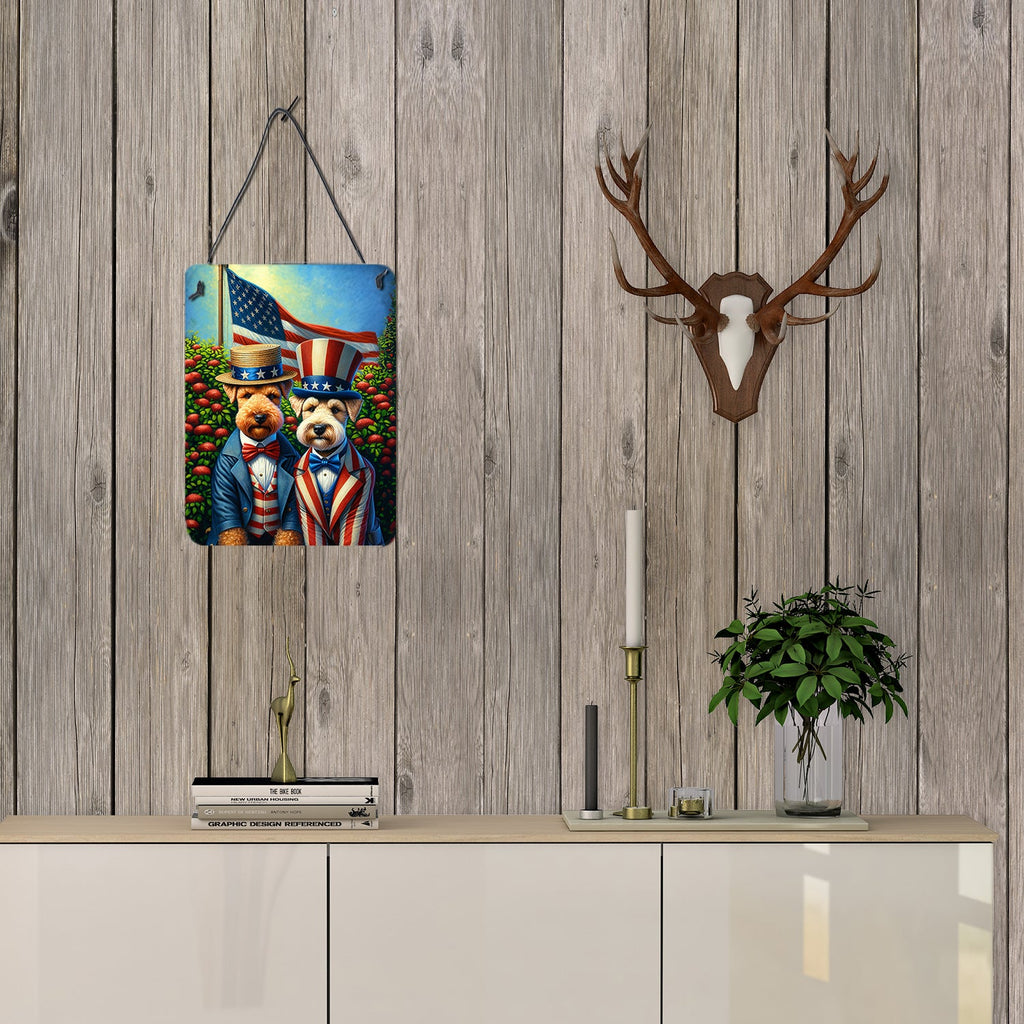 All American Lakeland Terrier Wall or Door Hanging Prints Aluminum Metal Sign Kitchen Wall Bar Bathroom Plaque Home Decor Front Door Plaque, 12x16, Multicolor