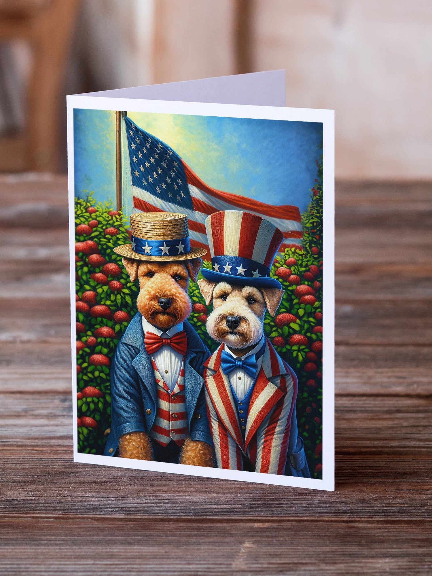 All American Lakeland Terrier Greeting Cards Pack of 8 Blank Cards with Envelopes Whimsical A7 Size 5x7