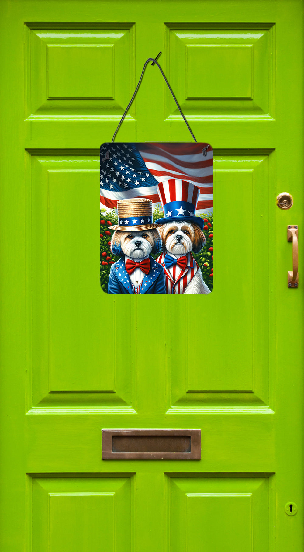 All American Lhasa Apso Wall or Door Hanging Prints Aluminum Metal Sign Kitchen Wall Bar Bathroom Plaque Home Decor Front Door Plaque, 12x16, Multicolor