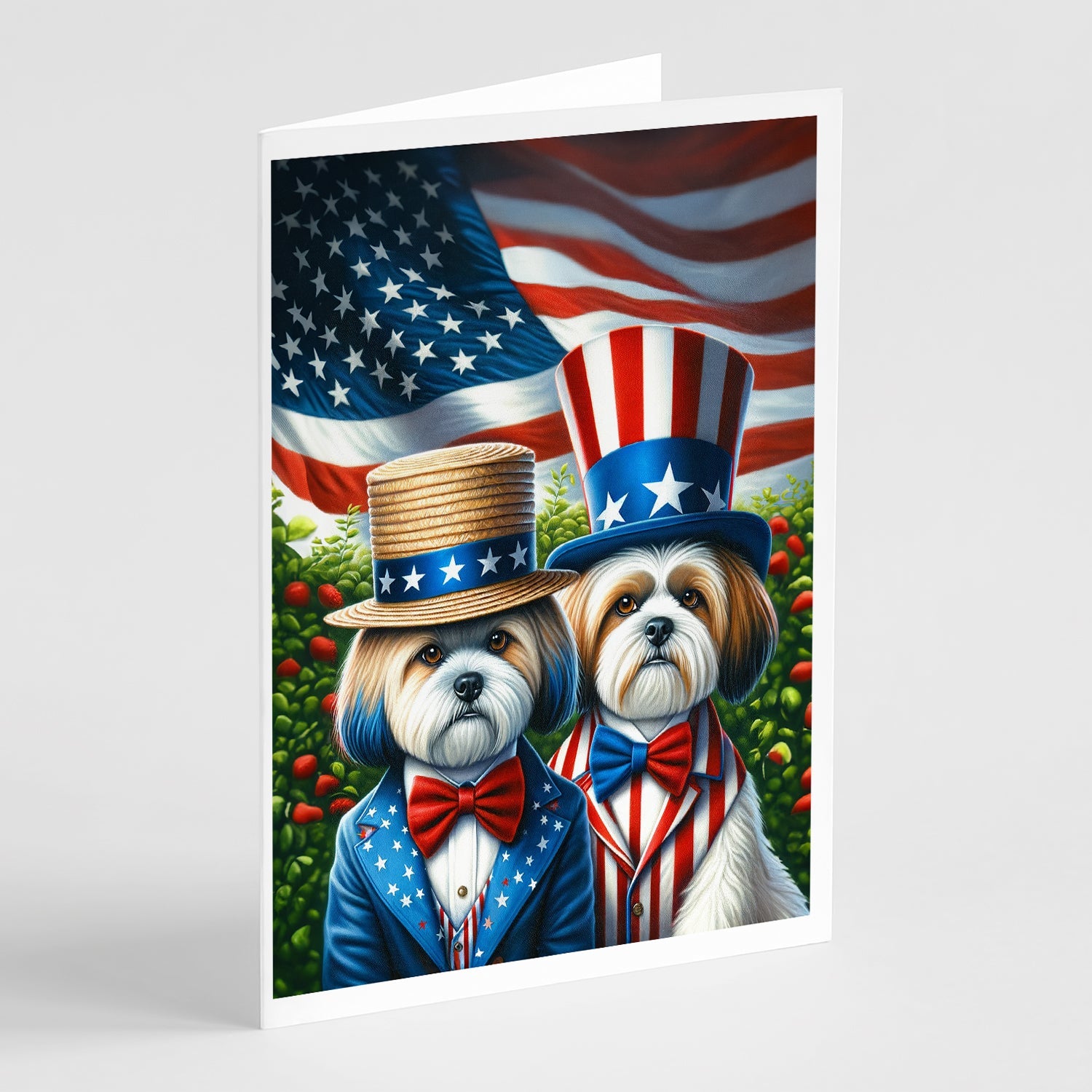 All American Lhasa Apso Greeting Cards Pack of 8 Blank Cards with Envelopes Whimsical A7 Size 5x7
