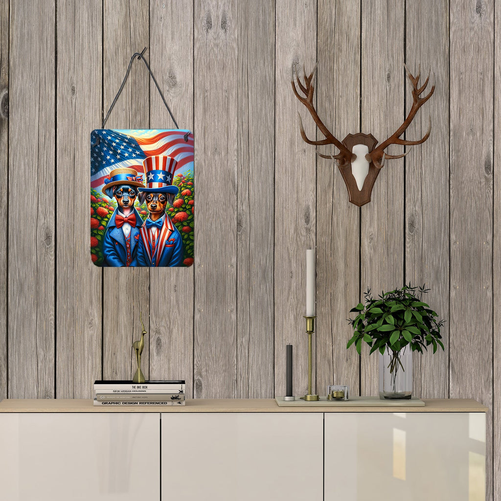 All American Miniature Pinscher Wall or Door Hanging Prints Aluminum Metal Sign Kitchen Wall Bar Bathroom Plaque Home Decor Front Door Plaque, 12x16, Multicolor