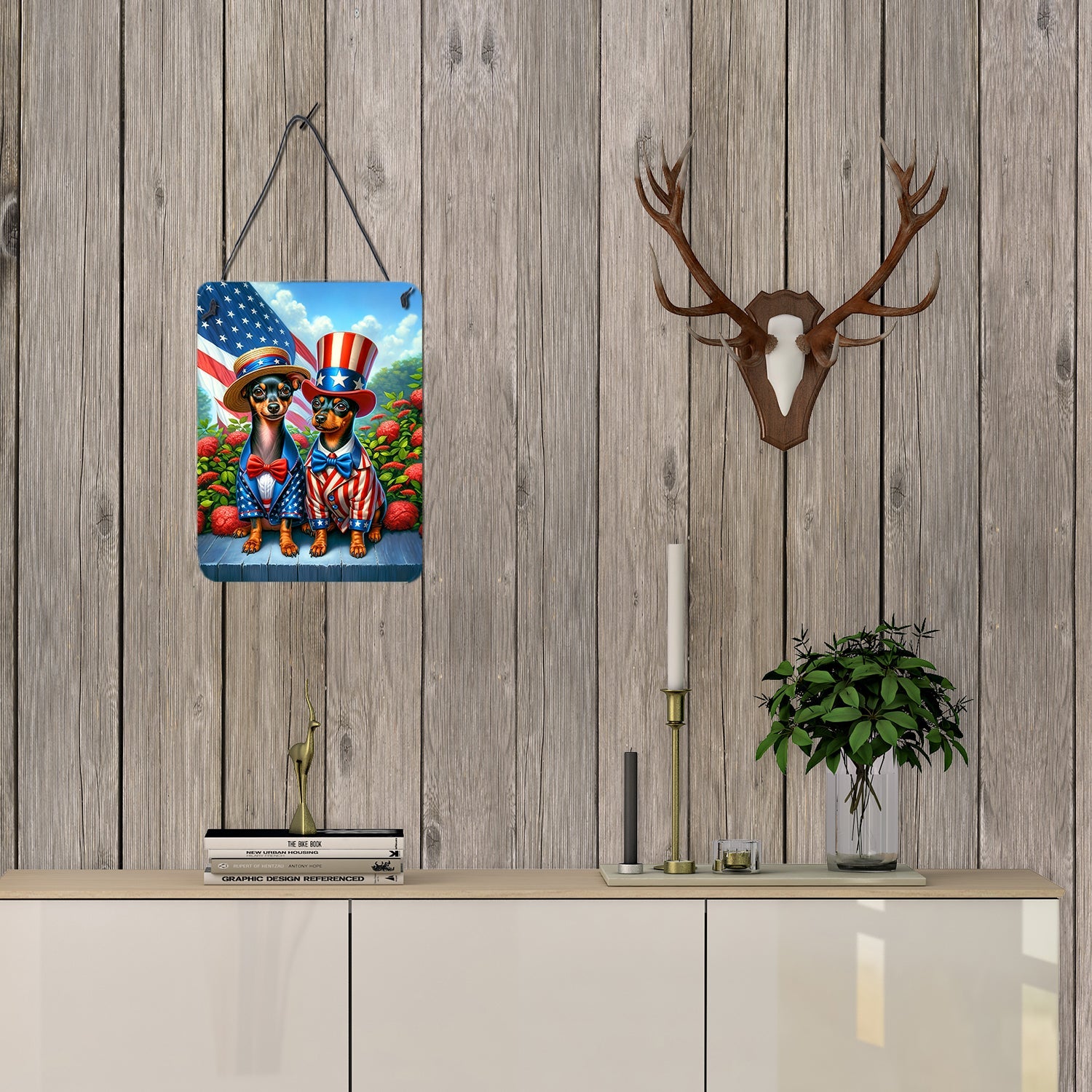 All American Miniature Pinscher Wall or Door Hanging Prints Aluminum Metal Sign Kitchen Wall Bar Bathroom Plaque Home Decor Front Door Plaque, 12x16, Multicolor