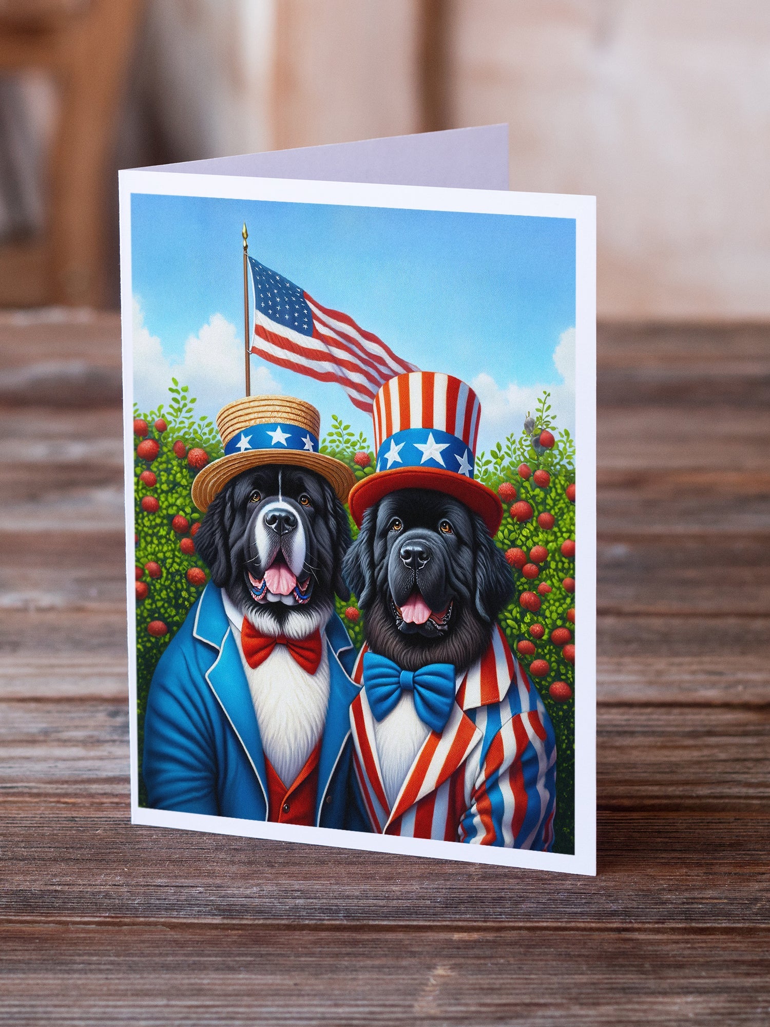 All American Newfoundland Greeting Cards Pack of 8 Blank Cards with Envelopes Whimsical A7 Size 5x7