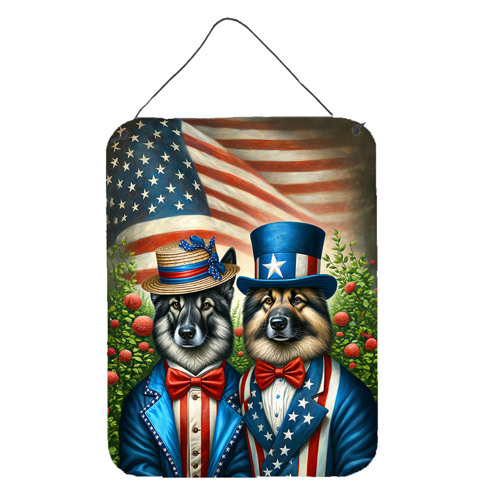 All American Norwegian Elkhound Wall or Door Hanging Prints Aluminum Metal Sign Kitchen Wall Bar Bathroom Plaque Home Decor Front Door Plaque, 12x16, Multicolor