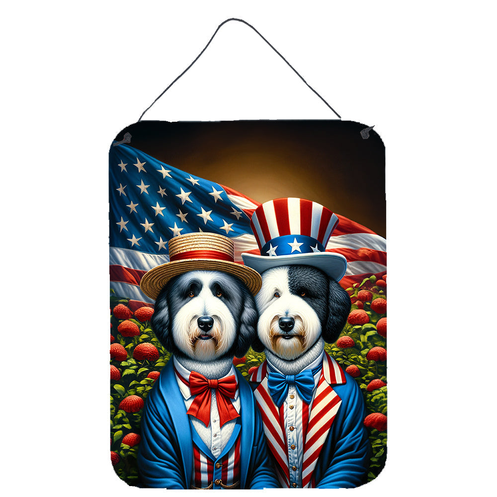 All American Old English Sheepdog Wall or Door Hanging Prints Aluminum Metal Sign Kitchen Wall Bar Bathroom Plaque Home Decor Front Door Plaque, 12x16, Multicolor