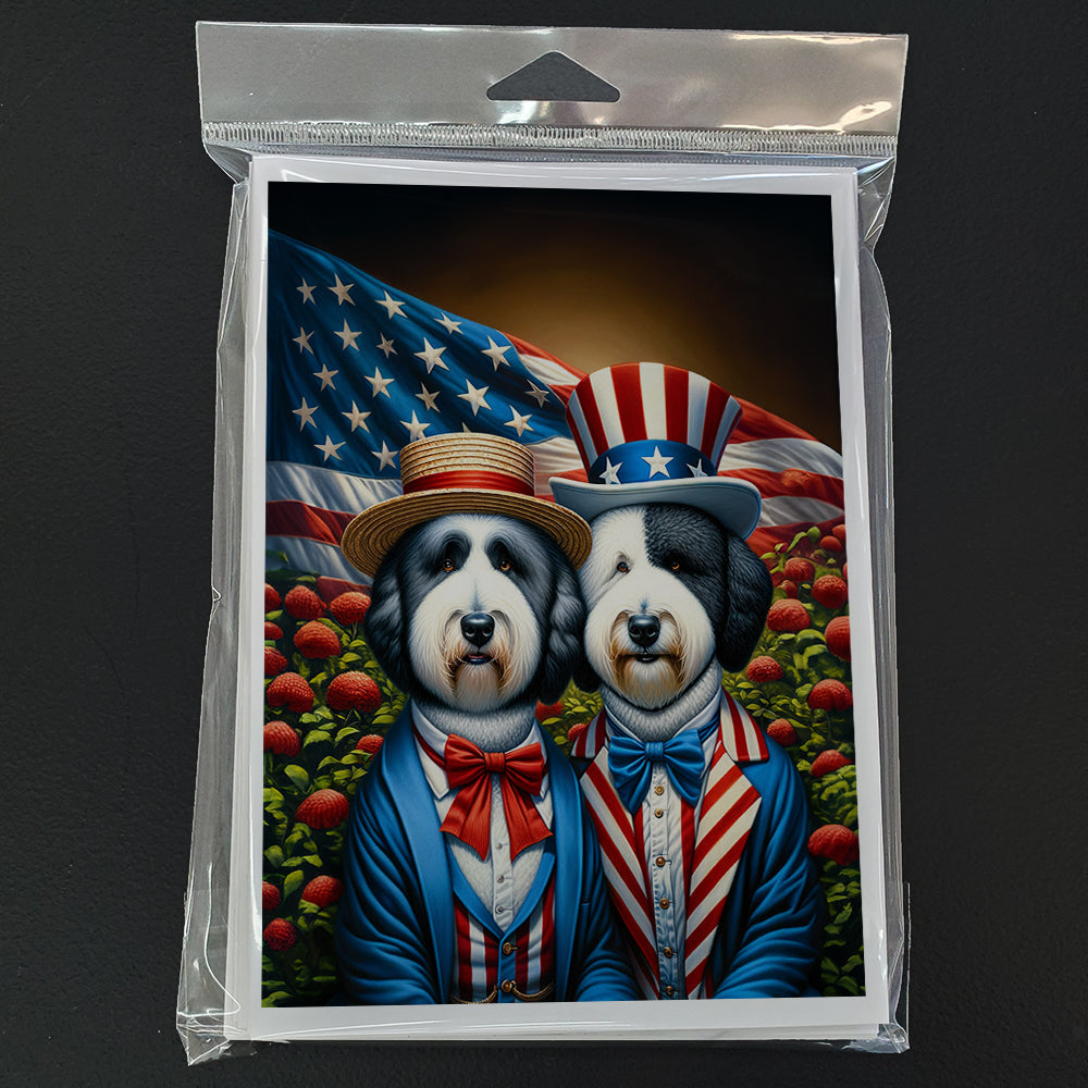 All American Old English Sheepdog Greeting Cards Pack of 8 Blank Cards with Envelopes Whimsical A7 Size 5x7