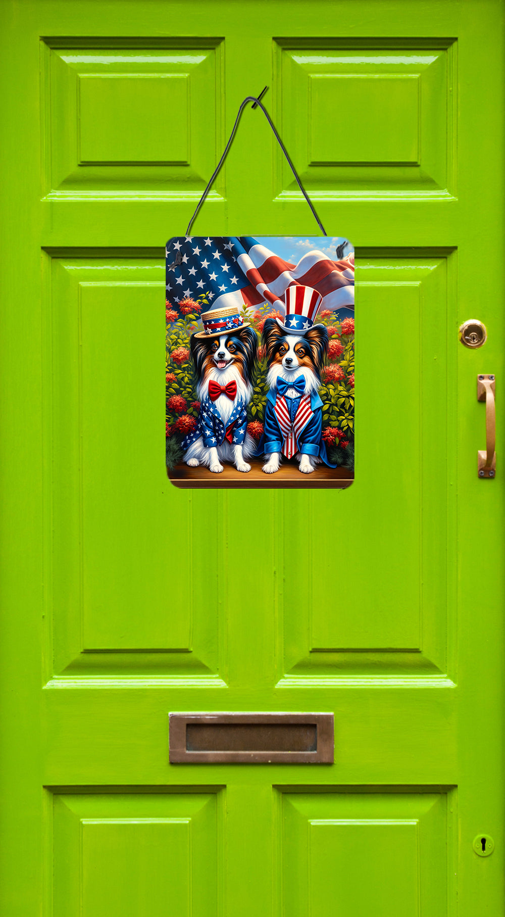 All American Papillon Wall or Door Hanging Prints Aluminum Metal Sign Kitchen Wall Bar Bathroom Plaque Home Decor Front Door Plaque, 12x16, Multicolor