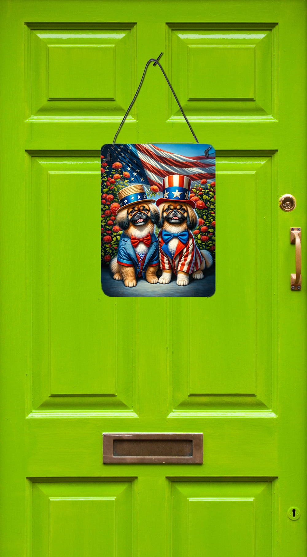 All American Pekingese Wall or Door Hanging Prints Aluminum Metal Sign Kitchen Wall Bar Bathroom Plaque Home Decor Front Door Plaque, 12x16, Multicolor