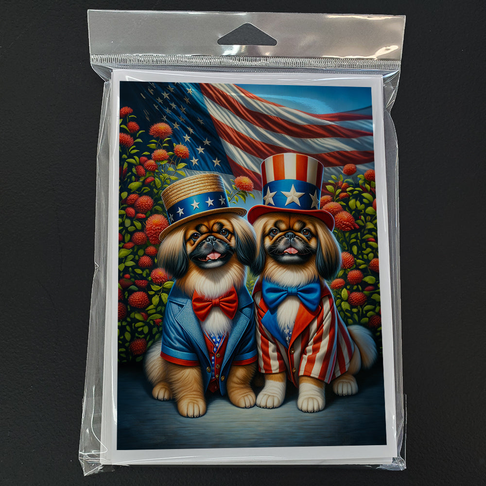All American Pekingese Greeting Cards Pack of 8 Blank Cards with Envelopes Whimsical A7 Size 5x7