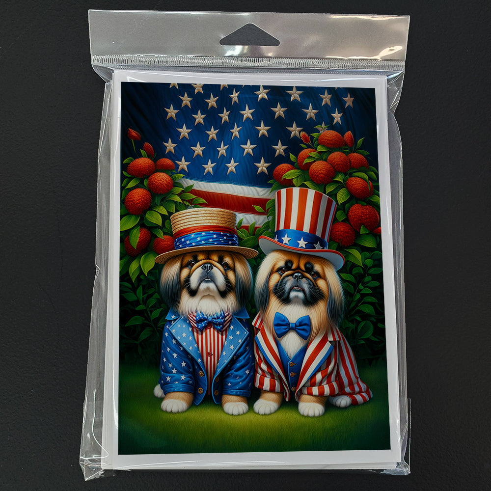 All American Pekingese Greeting Cards Pack of 8 Blank Cards with Envelopes Whimsical A7 Size 5x7