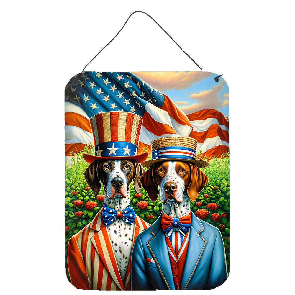 All American Pointer Wall or Door Hanging Prints Aluminum Metal Sign Kitchen Wall Bar Bathroom Plaque Home Decor Front Door Plaque, 12x16, Multicolor