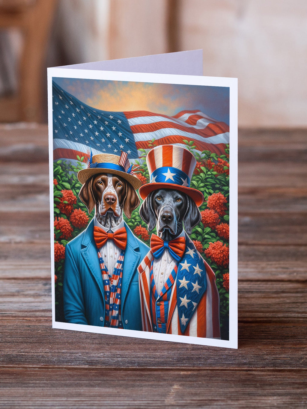 All American Pointer Greeting Cards Pack of 8 Blank Cards with Envelopes Whimsical A7 Size 5x7