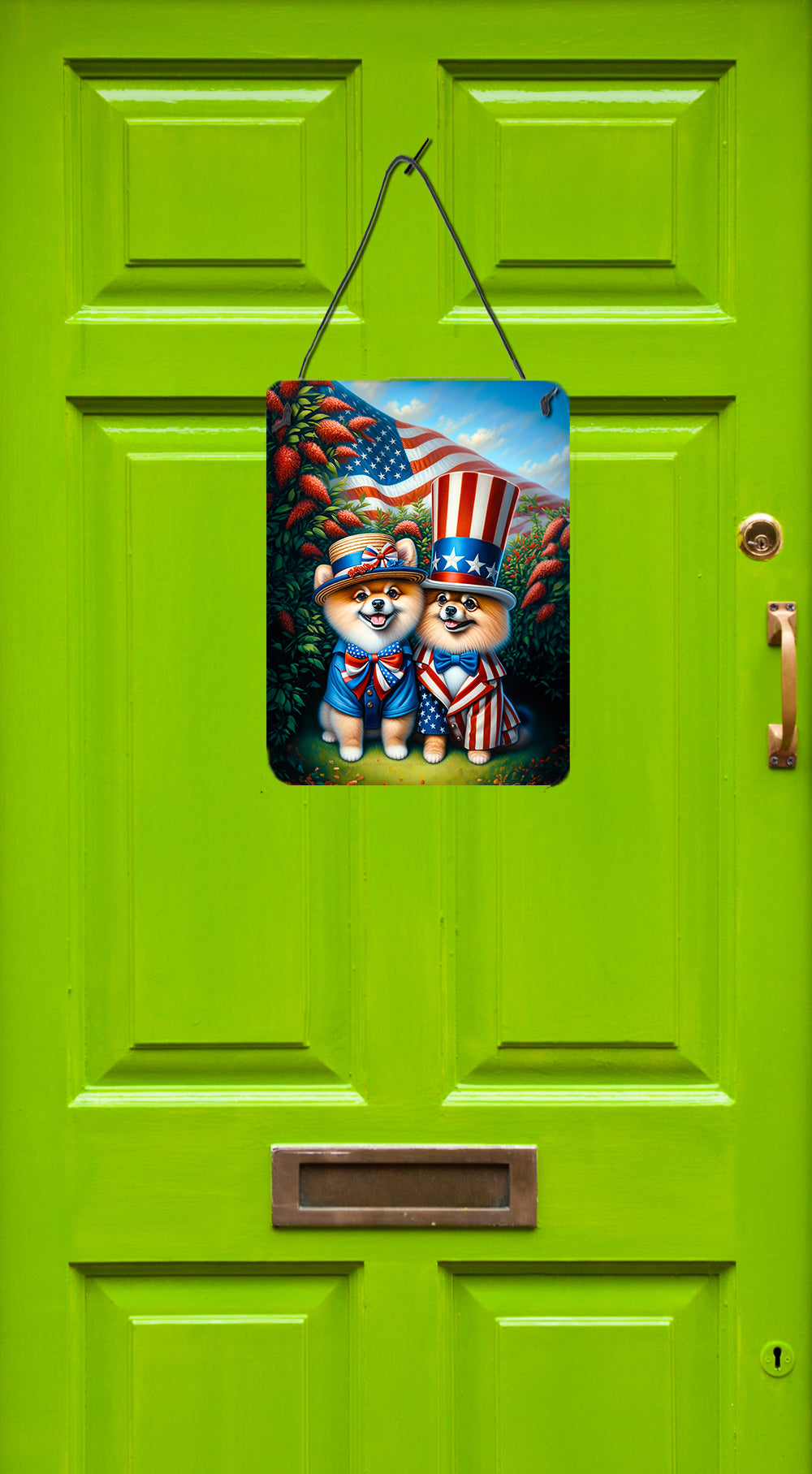 All American Pomeranian Wall or Door Hanging Prints Aluminum Metal Sign Kitchen Wall Bar Bathroom Plaque Home Decor Front Door Plaque, 12x16, Multicolor