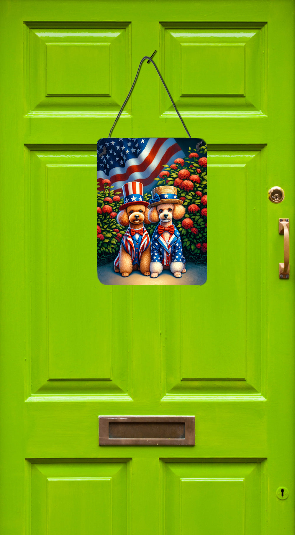 All American Poodle Wall or Door Hanging Prints Aluminum Metal Sign Kitchen Wall Bar Bathroom Plaque Home Decor Front Door Plaque, 12x16, Multicolor