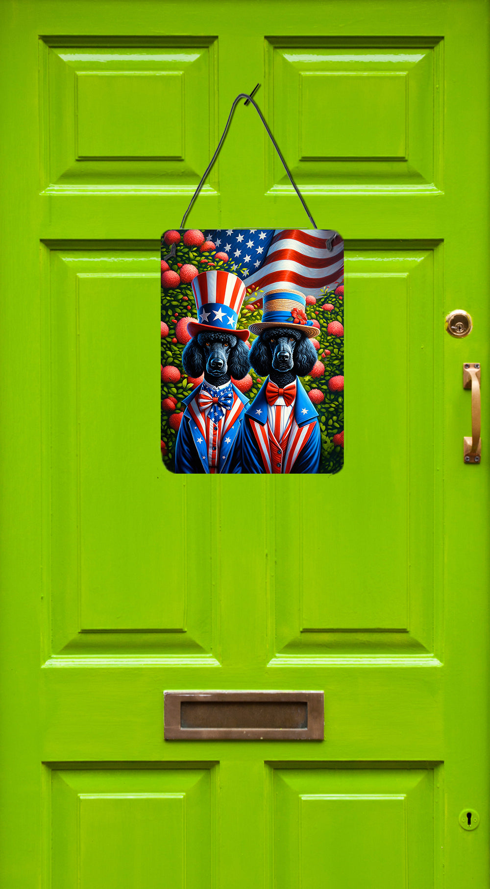 All American Poodle Wall or Door Hanging Prints Aluminum Metal Sign Kitchen Wall Bar Bathroom Plaque Home Decor Front Door Plaque, 12x16, Multicolor