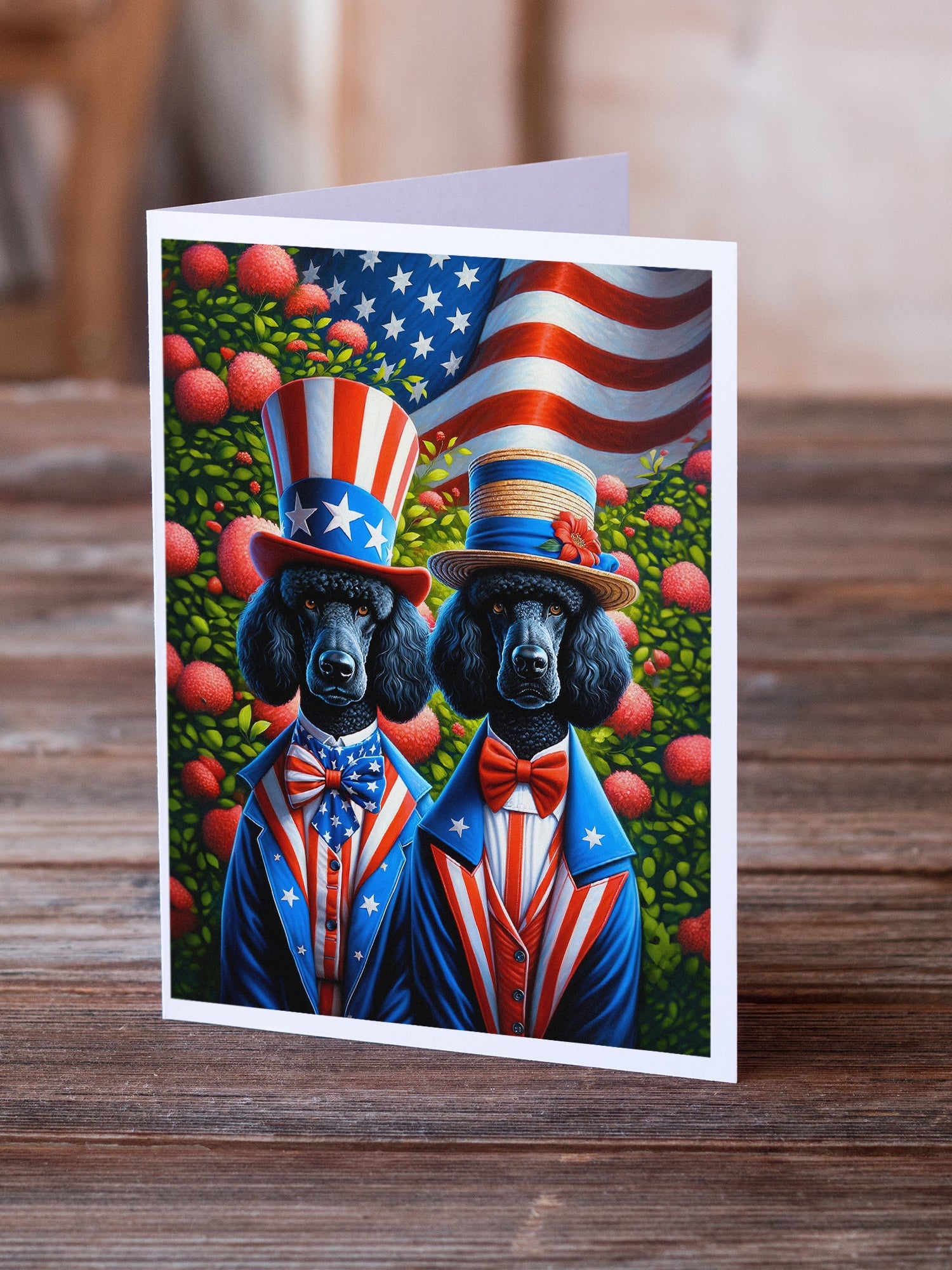 All American Poodle Greeting Cards Pack of 8 Blank Cards with Envelopes Whimsical A7 Size 5x7