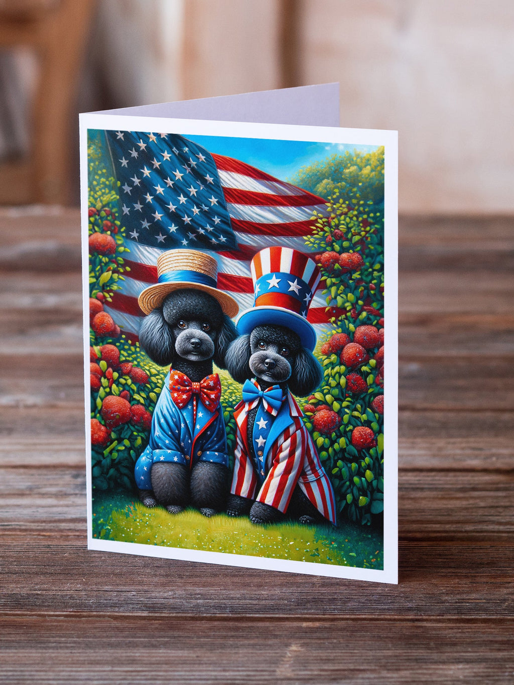 All American Poodle Greeting Cards Pack of 8 Blank Cards with Envelopes Whimsical A7 Size 5x7