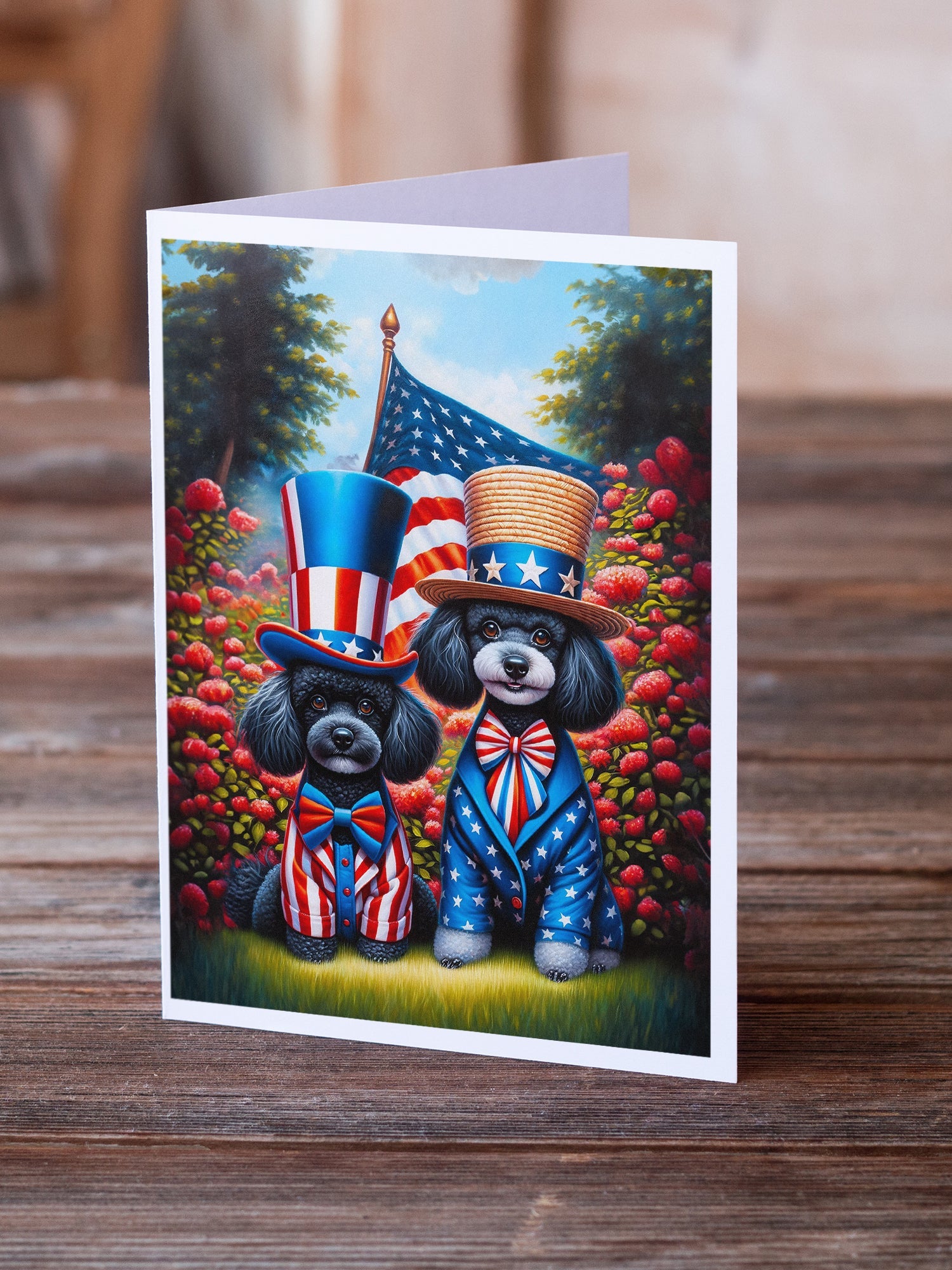All American Poodle Greeting Cards Pack of 8 Blank Cards with Envelopes Whimsical A7 Size 5x7