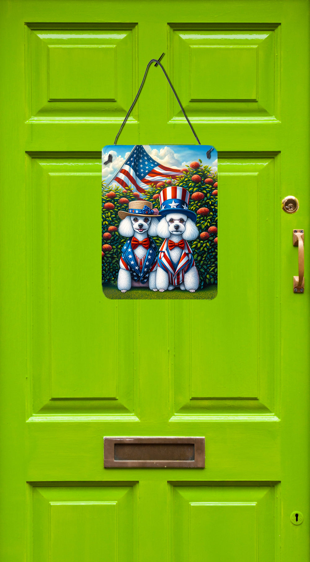 All American Poodle Wall or Door Hanging Prints Aluminum Metal Sign Kitchen Wall Bar Bathroom Plaque Home Decor Front Door Plaque, 12x16, Multicolor