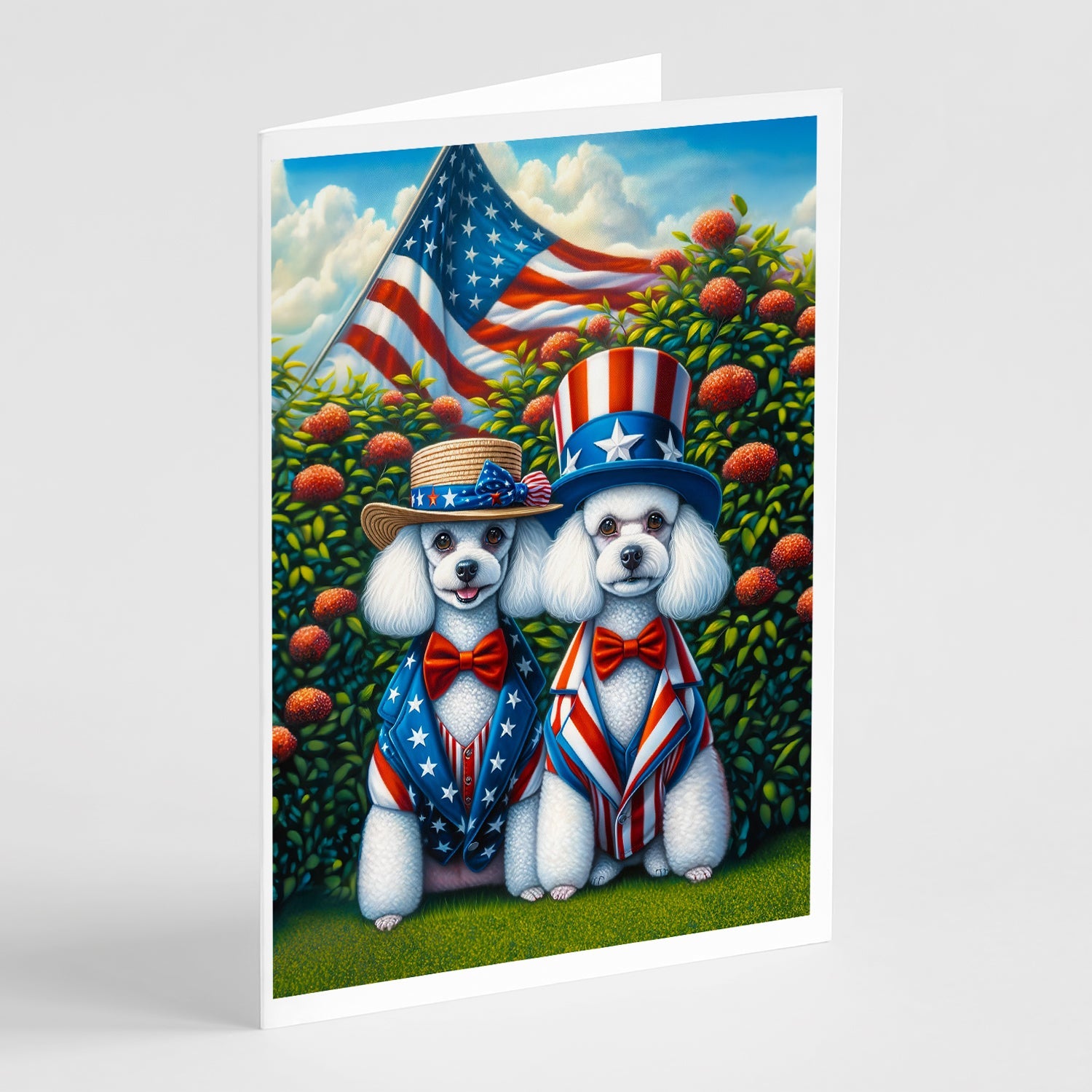 All American Poodle Greeting Cards Pack of 8 Blank Cards with Envelopes Whimsical A7 Size 5x7