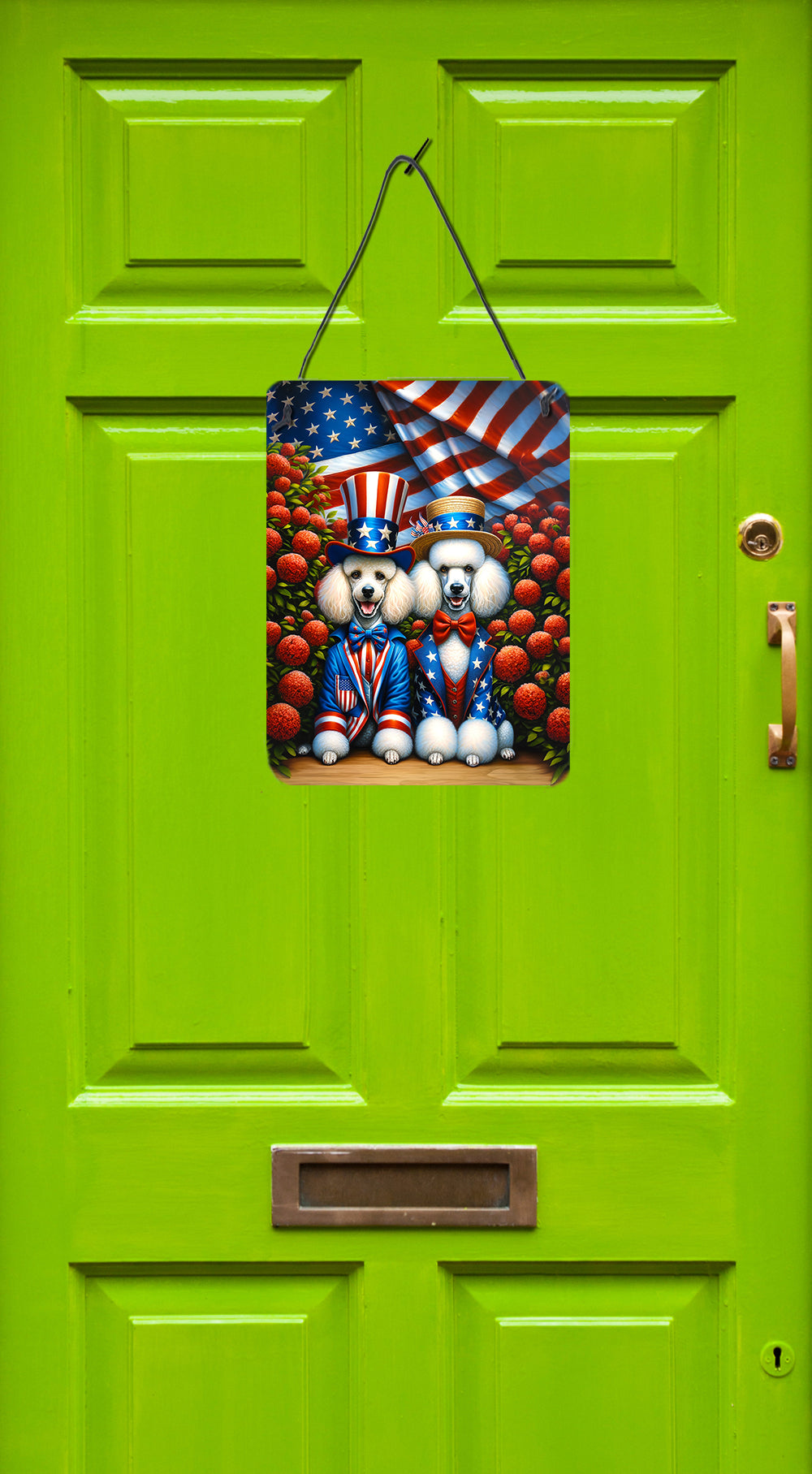 All American Poodle Wall or Door Hanging Prints Aluminum Metal Sign Kitchen Wall Bar Bathroom Plaque Home Decor Front Door Plaque, 12x16, Multicolor