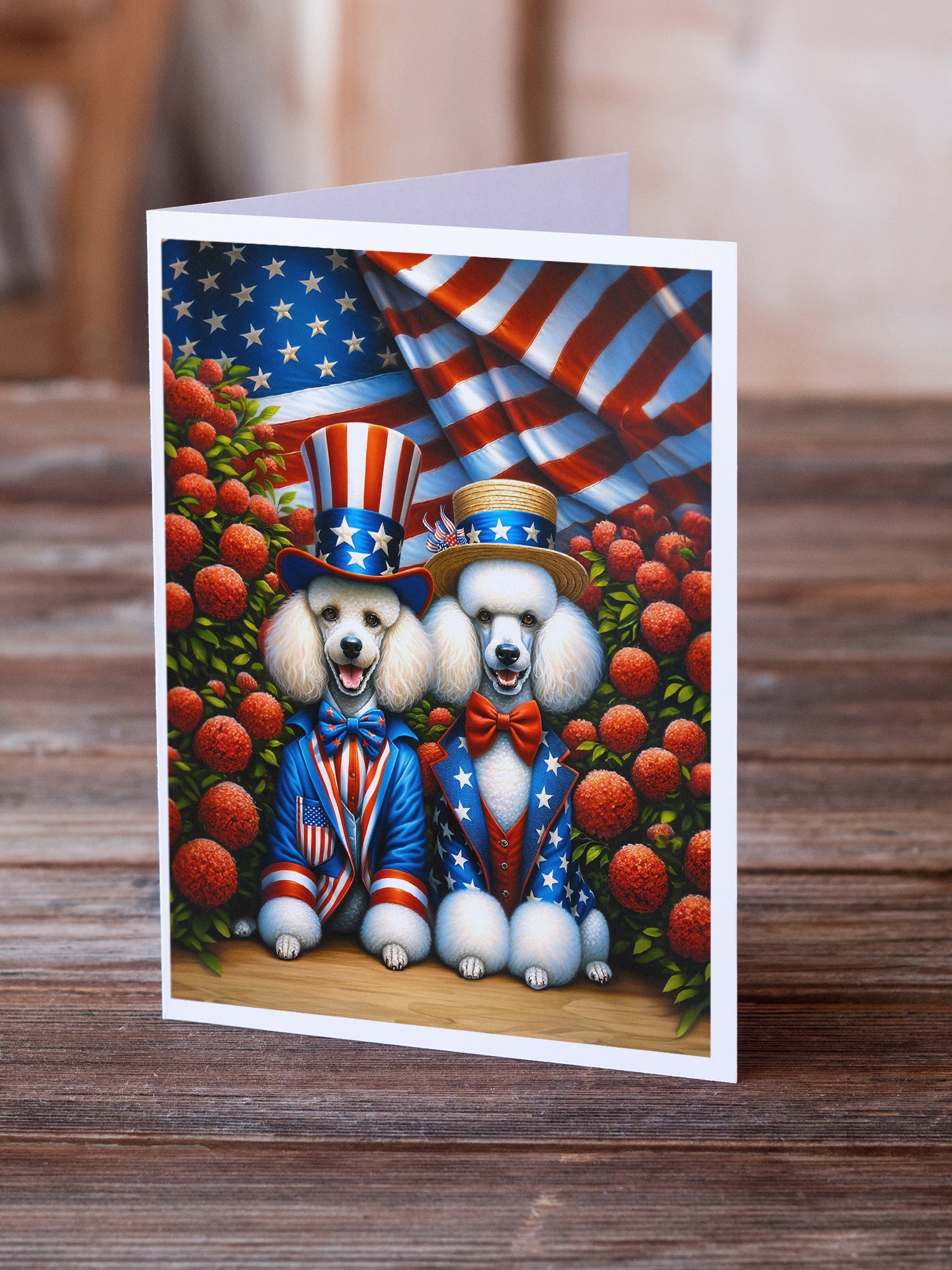 All American Poodle Greeting Cards Pack of 8 Blank Cards with Envelopes Whimsical A7 Size 5x7
