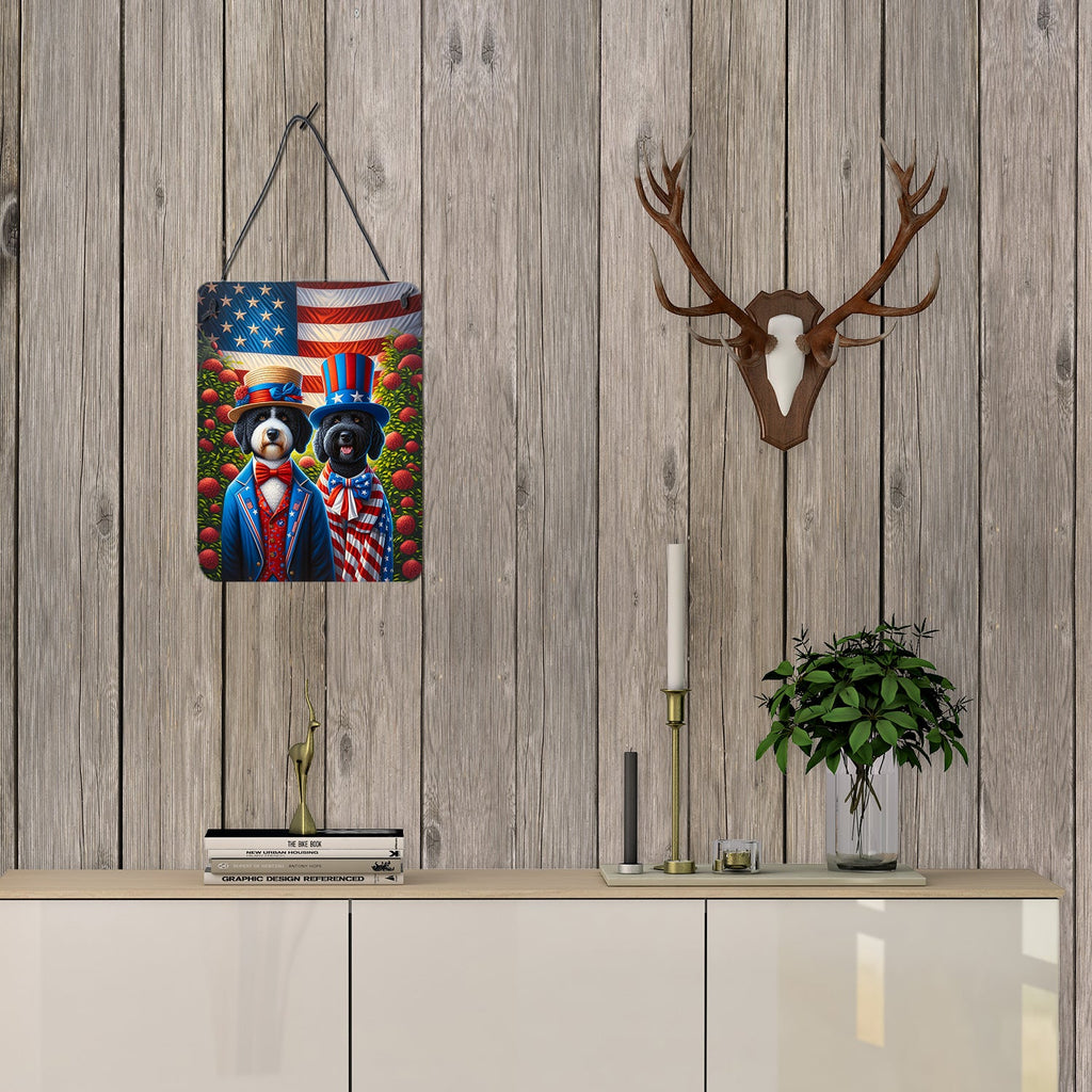 All American Portuguese Water Dog Wall or Door Hanging Prints Aluminum Metal Sign Kitchen Wall Bar Bathroom Plaque Home Decor Front Door Plaque, 12x16, Multicolor