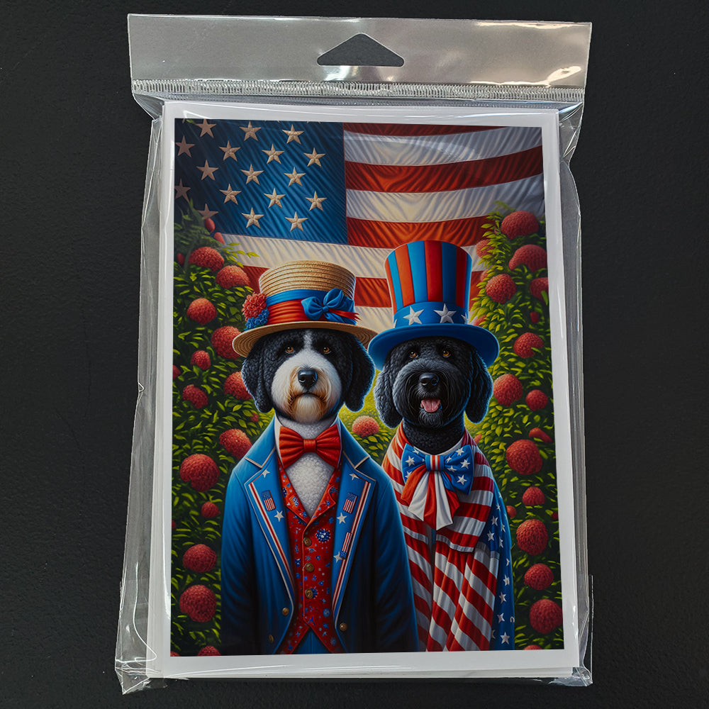All American Portuguese Water Dog Greeting Cards Pack of 8 Blank Cards with Envelopes Whimsical A7 Size 5x7
