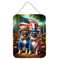 All American Pug Wall or Door Hanging Prints Aluminum Metal Sign Kitchen Wall Bar Bathroom Plaque Home Decor Front Door Plaque, 12x16, Multicolor