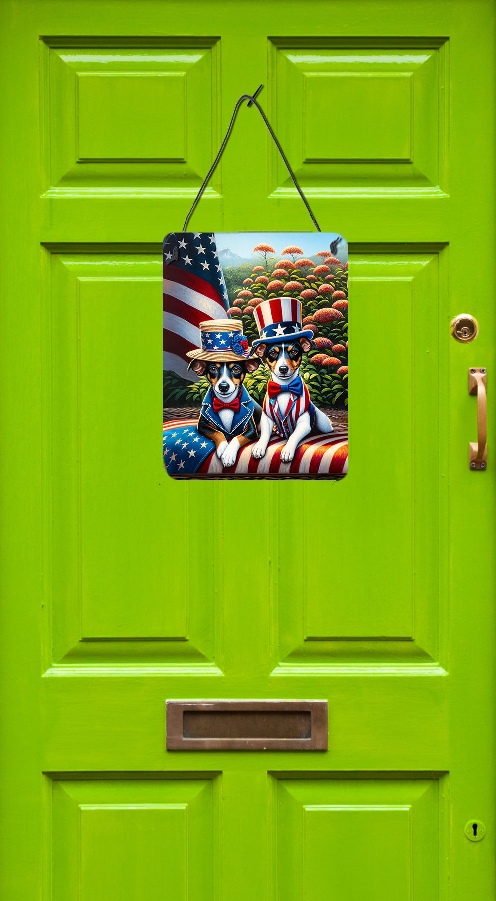 All American Rat Terrier Wall or Door Hanging Prints Aluminum Metal Sign Kitchen Wall Bar Bathroom Plaque Home Decor Front Door Plaque, 12x16, Multicolor