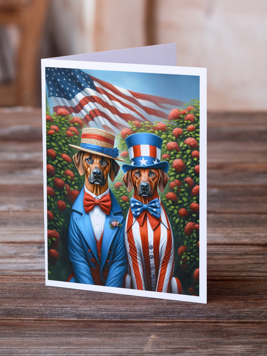 All American Rhodesian Ridgeback Greeting Cards Pack of 8 Blank Cards with Envelopes Whimsical A7 Size 5x7