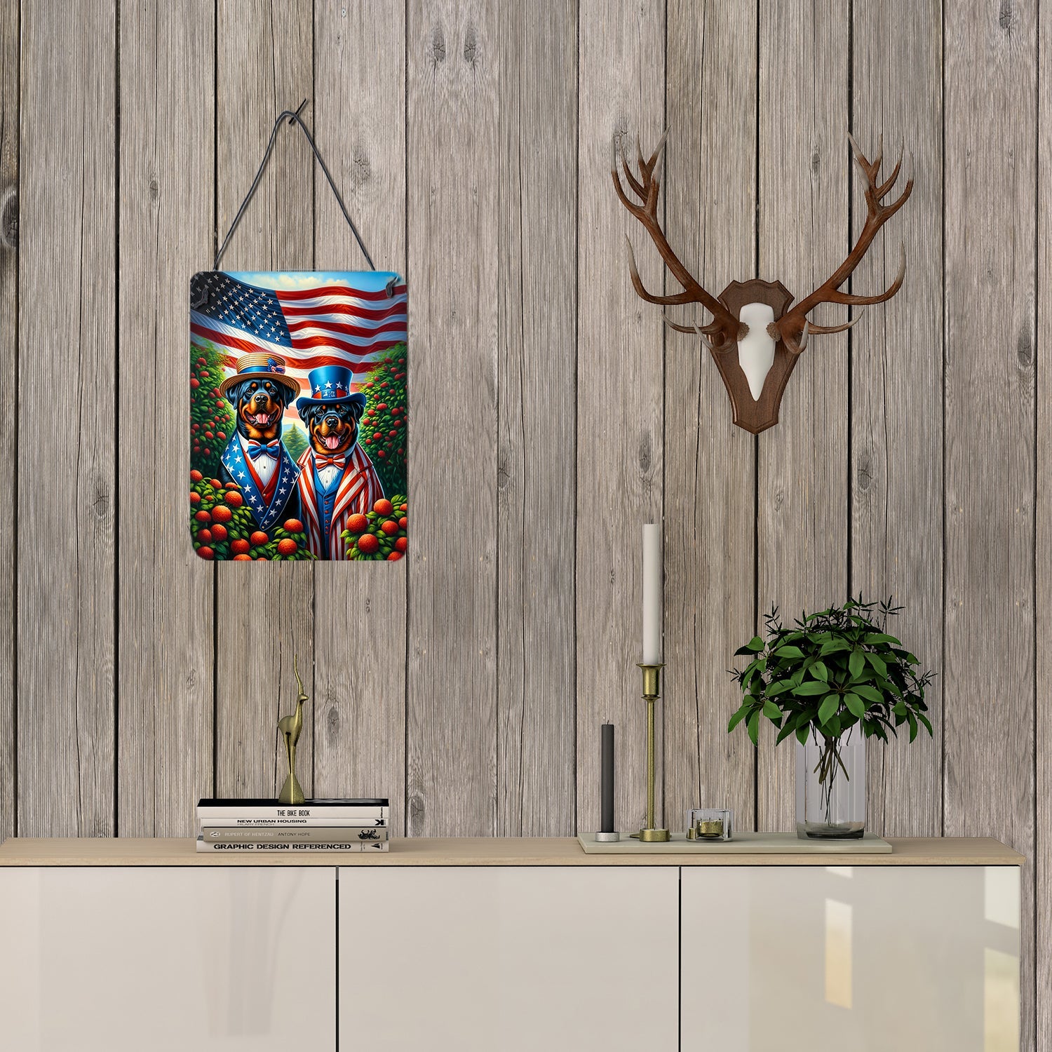 All American Rottweiler Wall or Door Hanging Prints Aluminum Metal Sign Kitchen Wall Bar Bathroom Plaque Home Decor Front Door Plaque, 12x16, Multicolor