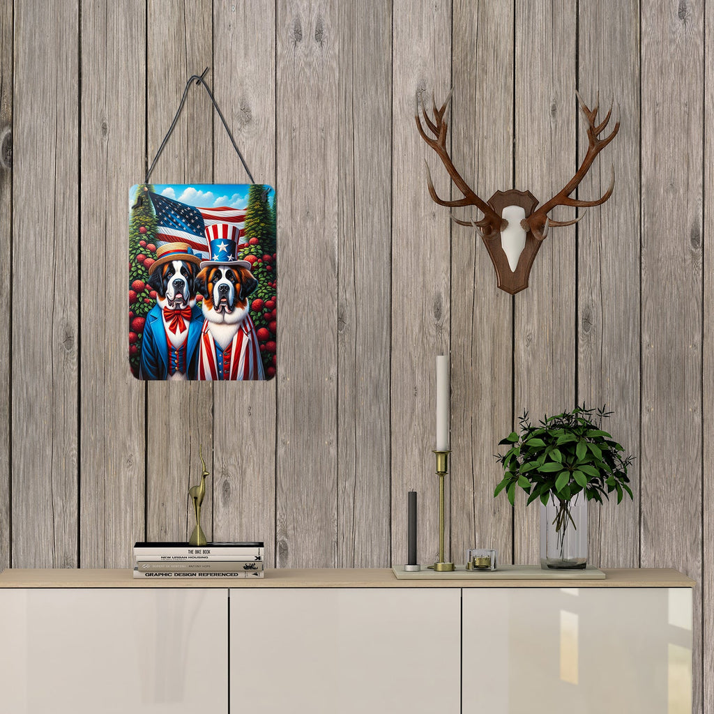 All American Saint Bernard Wall or Door Hanging Prints Aluminum Metal Sign Kitchen Wall Bar Bathroom Plaque Home Decor Front Door Plaque, 12x16, Multicolor