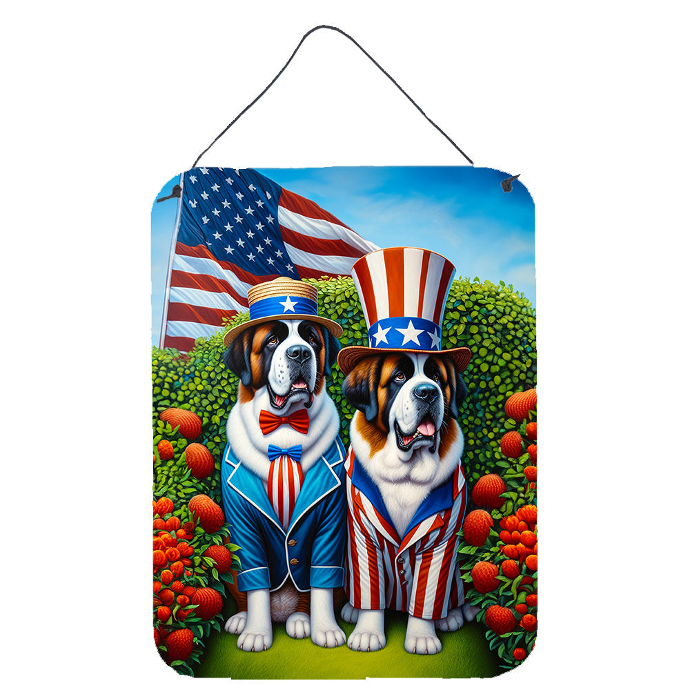 All American Saint Bernard Wall or Door Hanging Prints Aluminum Metal Sign Kitchen Wall Bar Bathroom Plaque Home Decor Front Door Plaque, 12x16, Multicolor