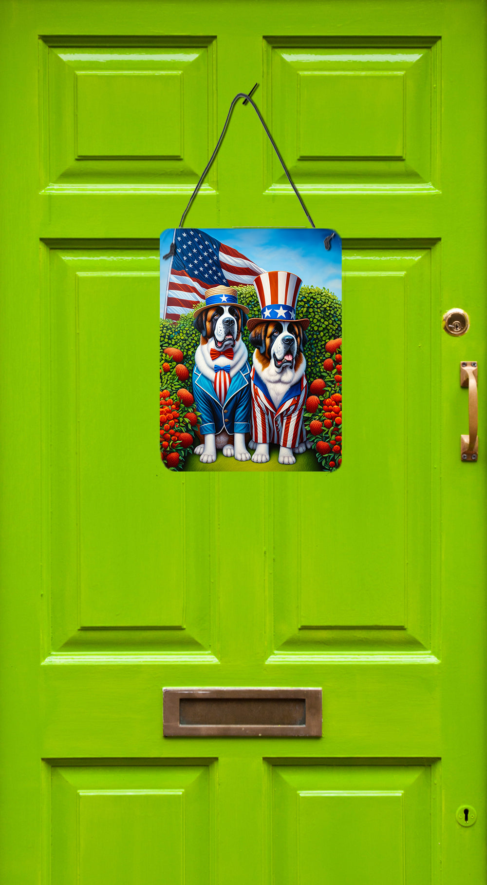All American Saint Bernard Wall or Door Hanging Prints Aluminum Metal Sign Kitchen Wall Bar Bathroom Plaque Home Decor Front Door Plaque, 12x16, Multicolor