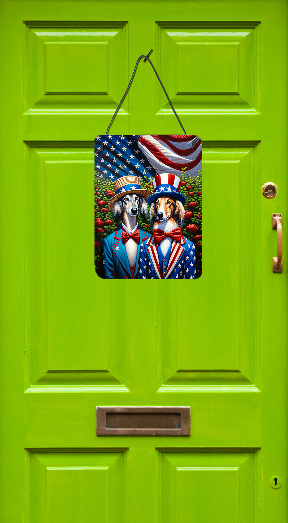 All American Saluki Wall or Door Hanging Prints Aluminum Metal Sign Kitchen Wall Bar Bathroom Plaque Home Decor Front Door Plaque, 12x16, Multicolor