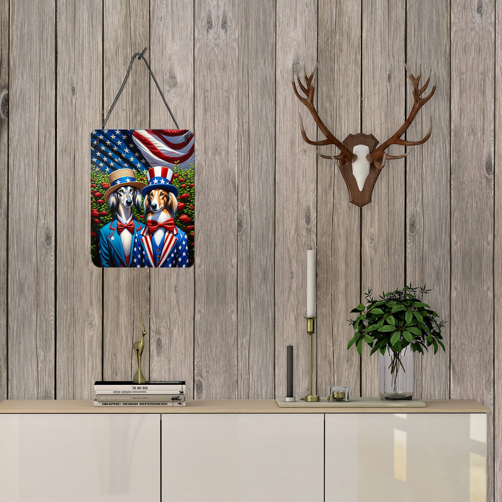 All American Saluki Wall or Door Hanging Prints Aluminum Metal Sign Kitchen Wall Bar Bathroom Plaque Home Decor Front Door Plaque, 12x16, Multicolor