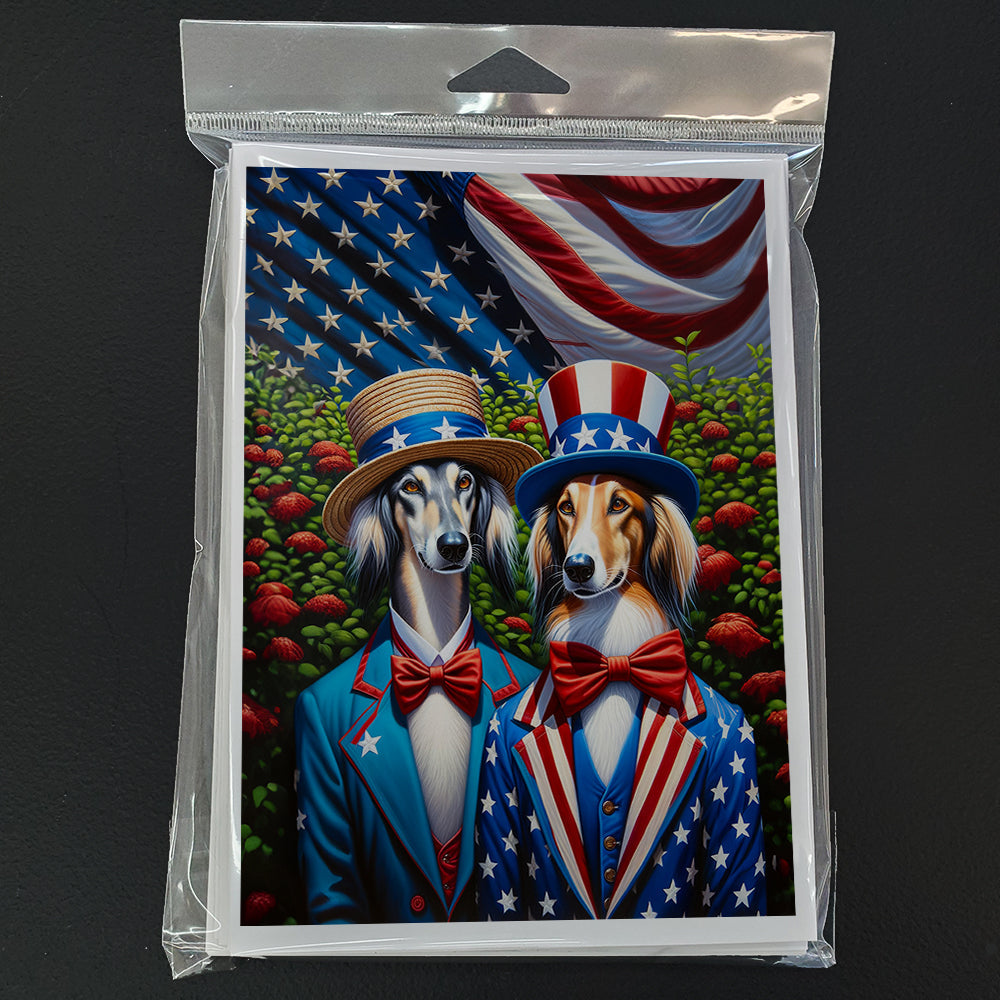 All American Saluki Greeting Cards Pack of 8 Blank Cards with Envelopes Whimsical A7 Size 5x7