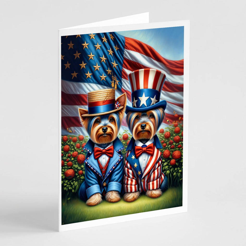 All American Yorkshire Terrier Greeting Cards Pack of 8 Blank Cards with Envelopes Whimsical A7 Size 5x7